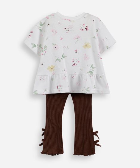 conjunto infantil floral com laços colorido