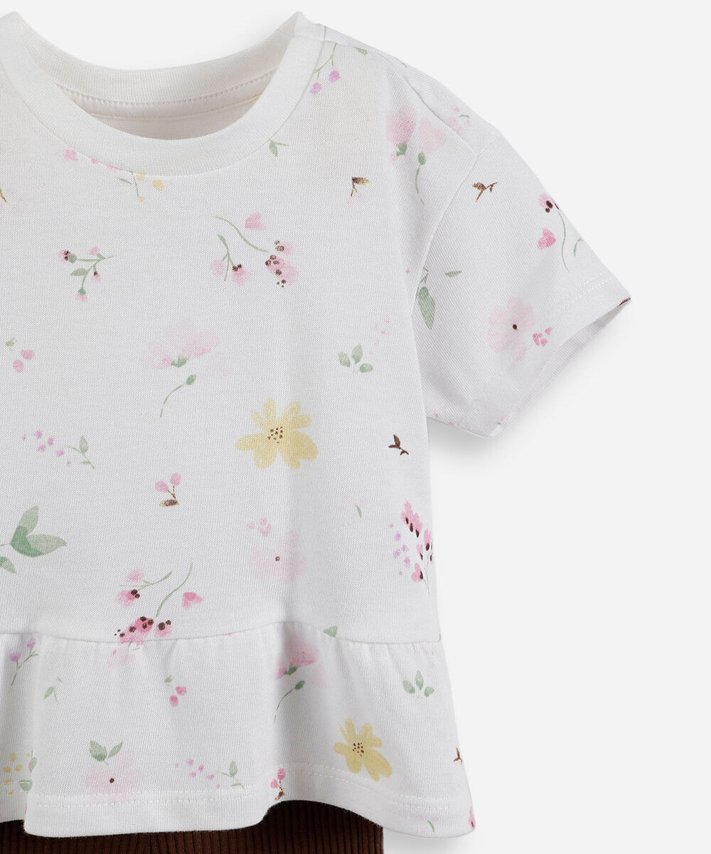 conjunto infantil floral com laços colorido