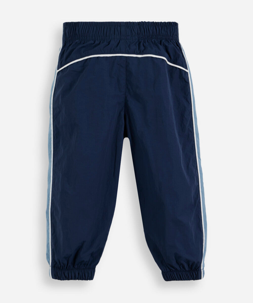 calça infantil esportiva jogger com recorte lateral azul