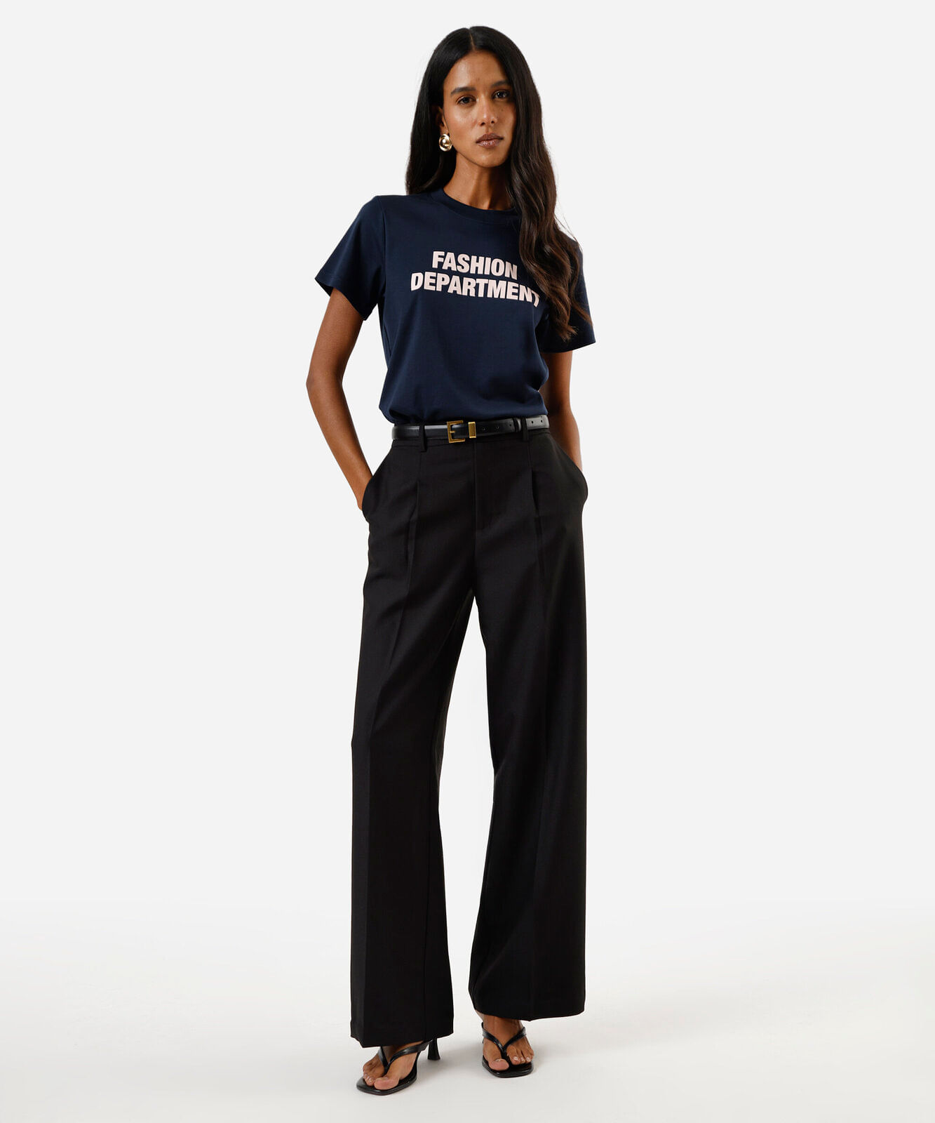 camiseta feminina de algodão fashion department azul