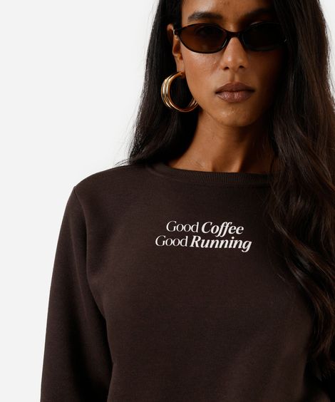 blusa feminina de moletom good coffee marrom
