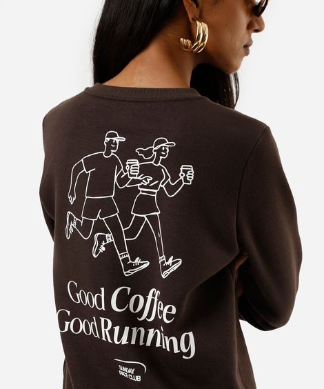 blusa feminina de moletom good coffee marrom
