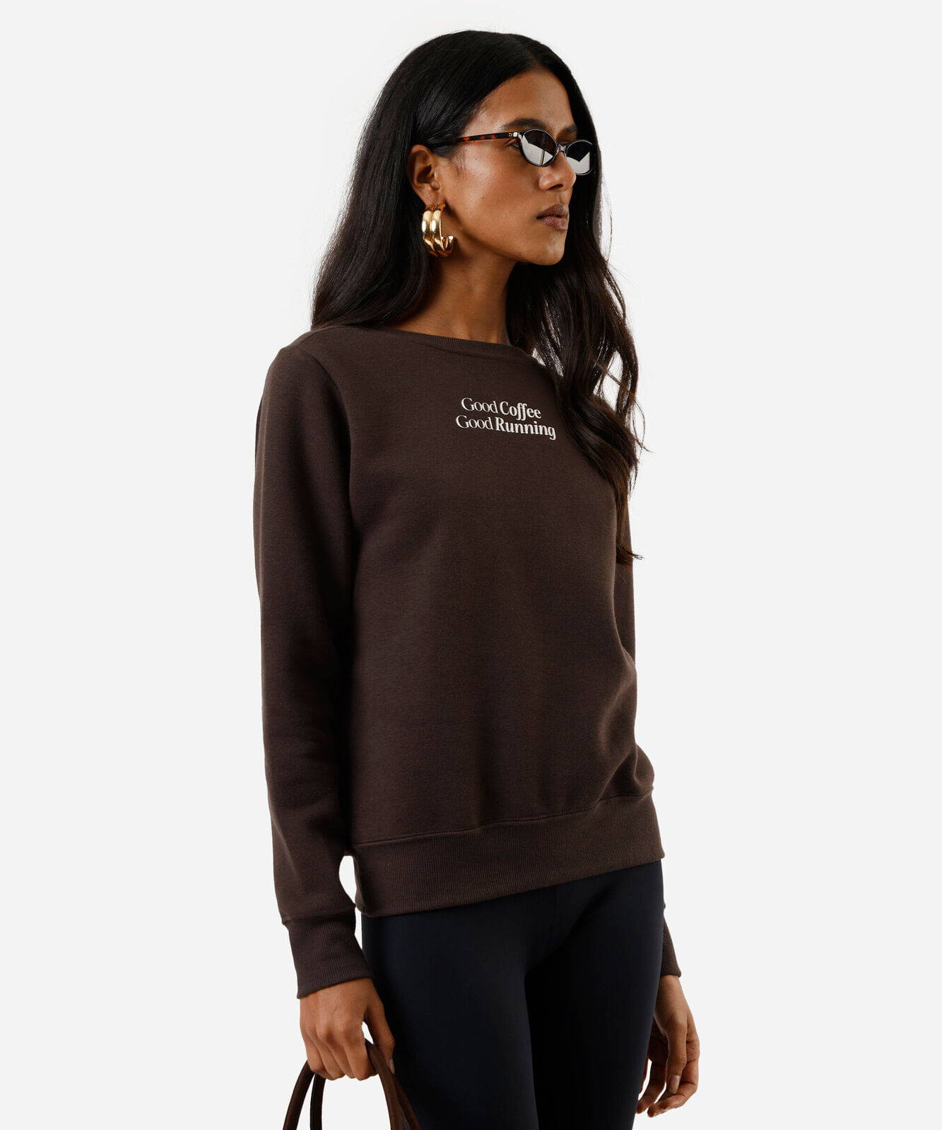 blusa feminina de moletom good coffee marrom