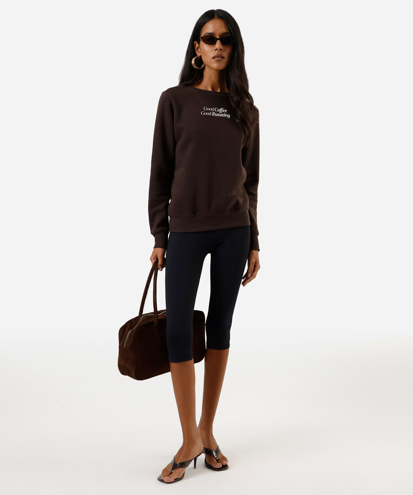 blusa feminina de moletom good coffee marrom