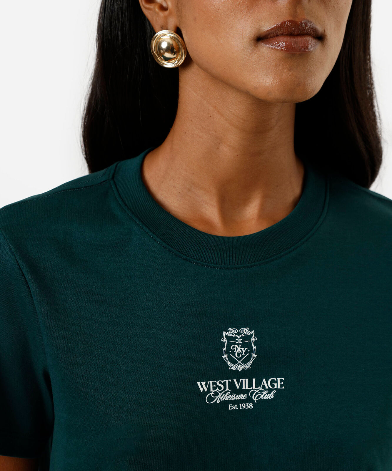 camiseta feminina de algodão manga curta estampada verde