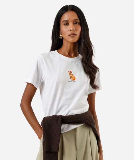 camiseta feminina de algodão estampada off white