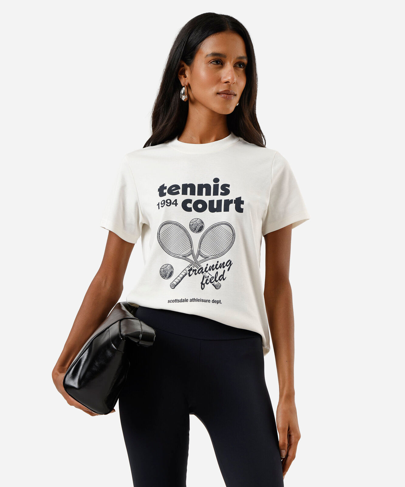 camiseta feminina de algodão estampada off white