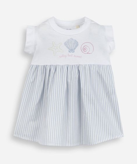 vestido infantil saia listrada  off white