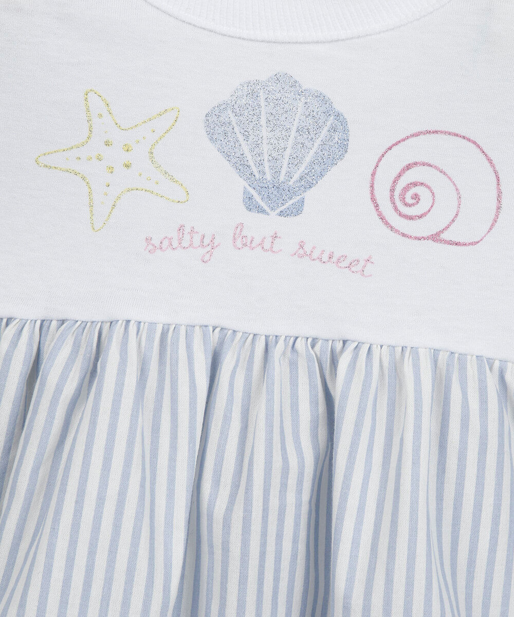vestido infantil saia listrada  off white