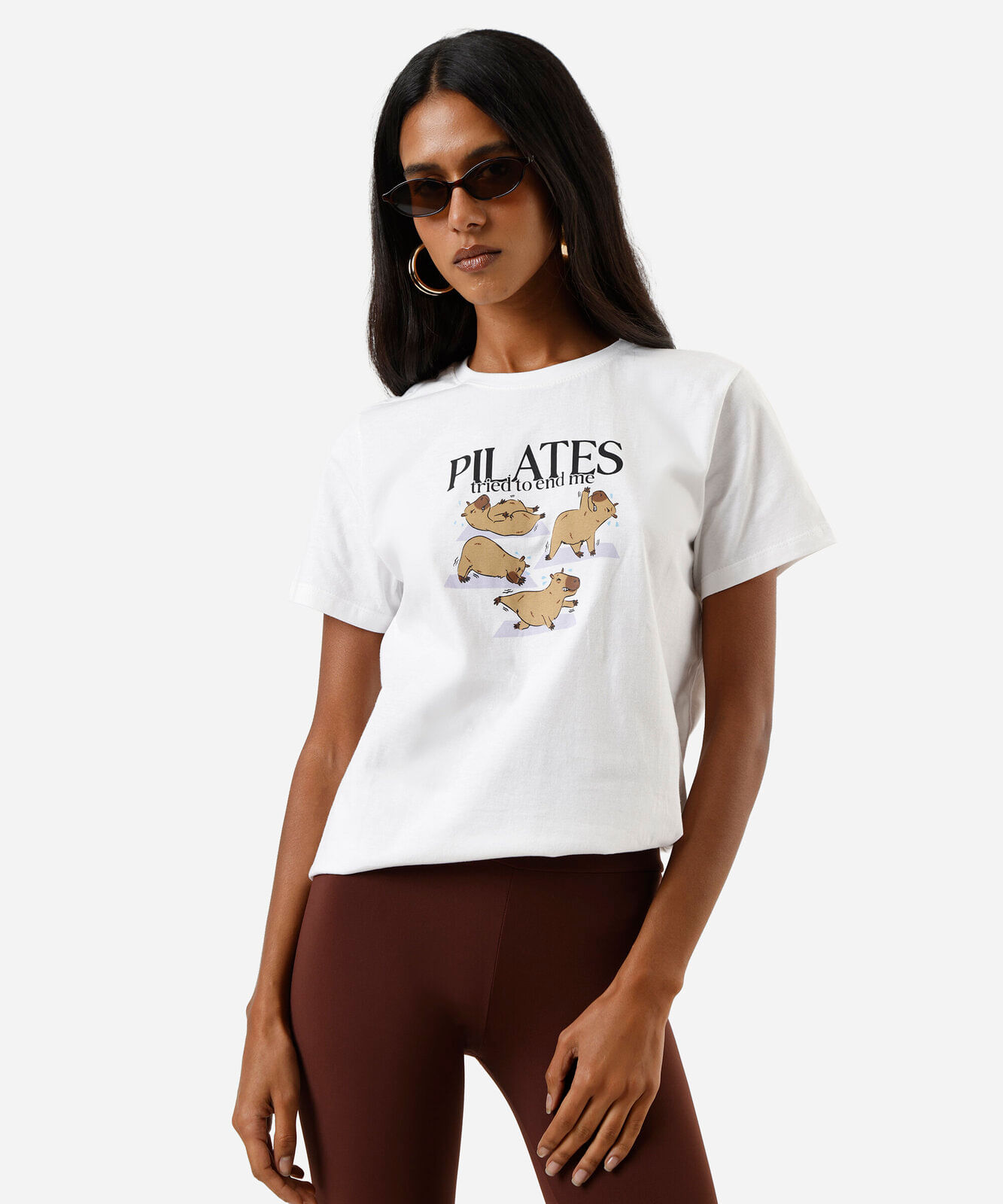 camiseta feminina de algodão estampada off white