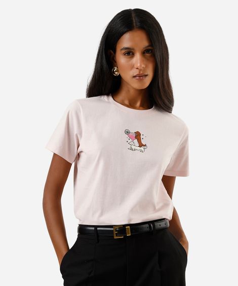 camiseta feminina dog rosa