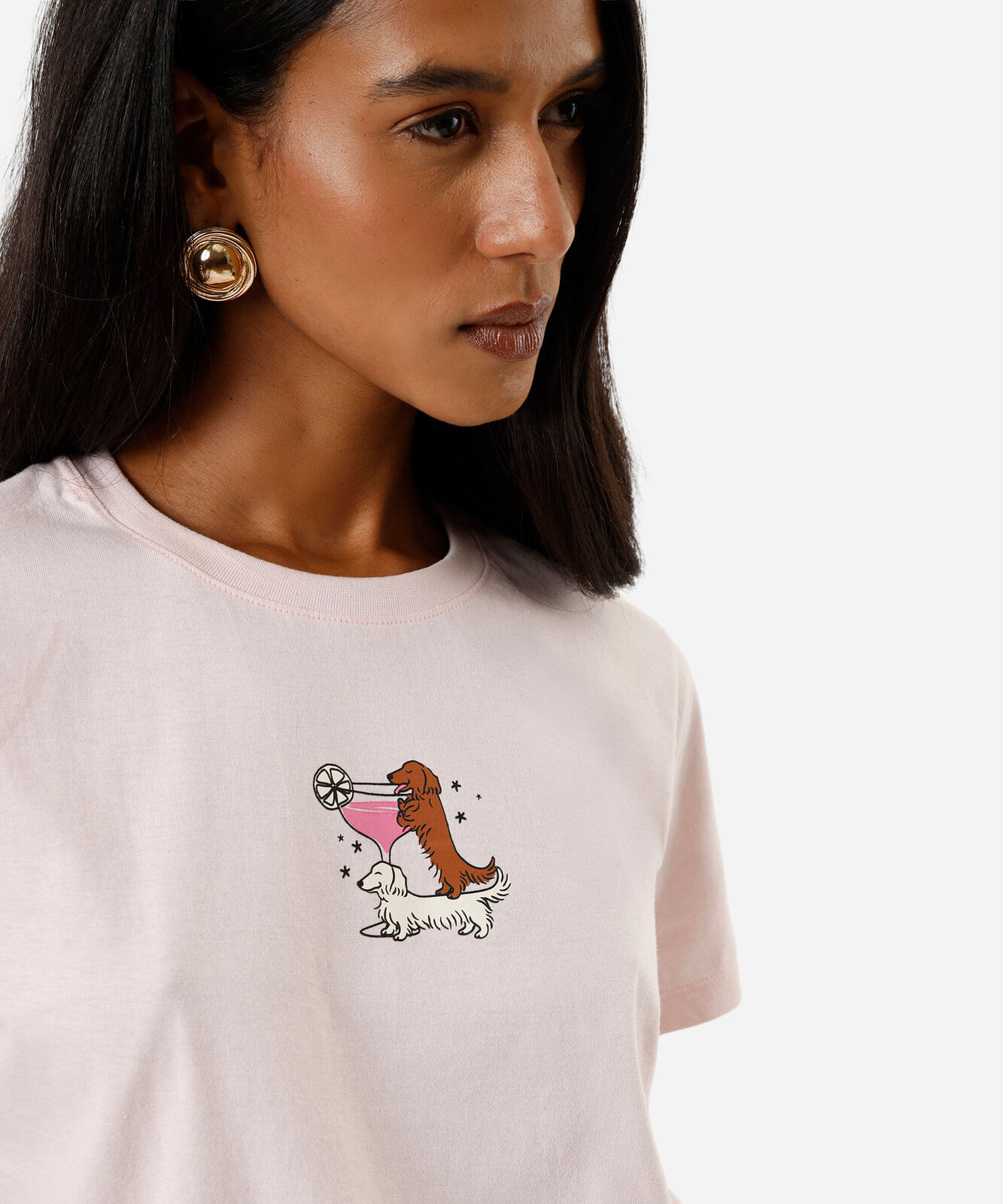 camiseta feminina dog rosa