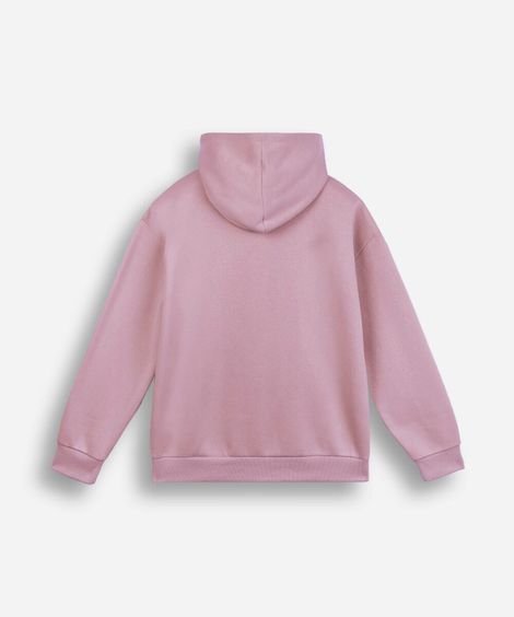 blusão de moletom juvenil com zíper rosa