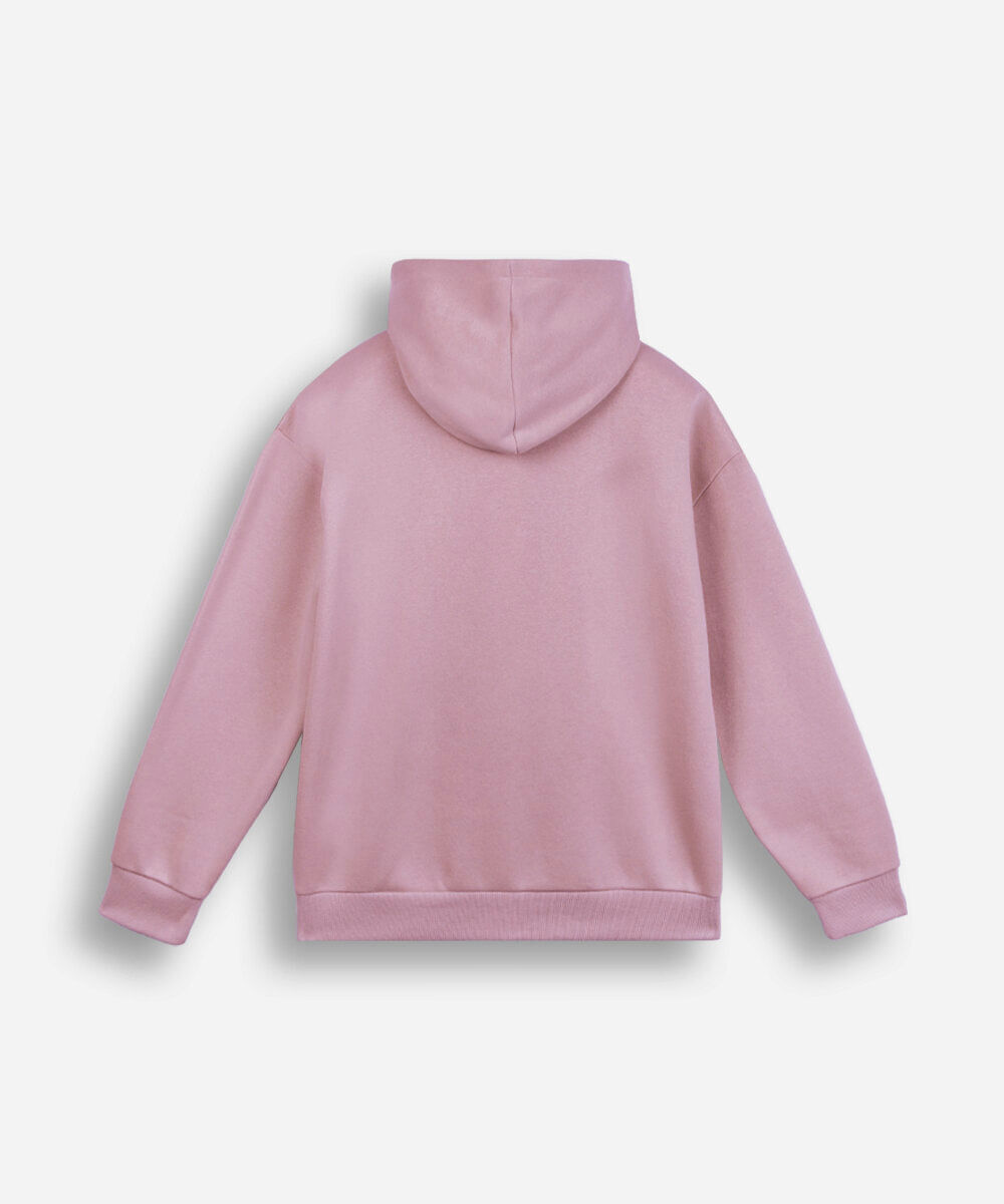 blusão de moletom juvenil com zíper rosa