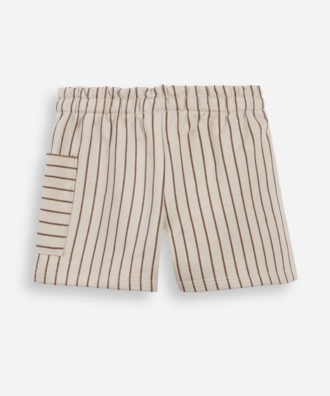 short infantil de malha listrado bege