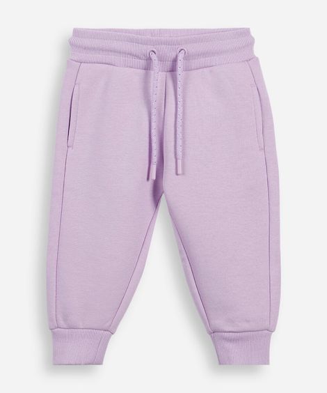 calça infantil jogger básica moletom lilás
