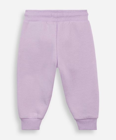 calça infantil jogger básica moletom lilás