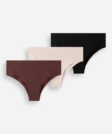 kit de 3 calcinhas caleçon feminina colorido