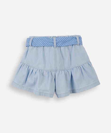 short godê infantil jeans com faixa azul