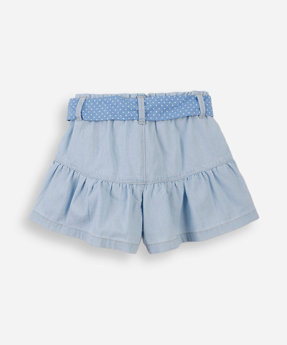 short godê infantil jeans com faixa azul