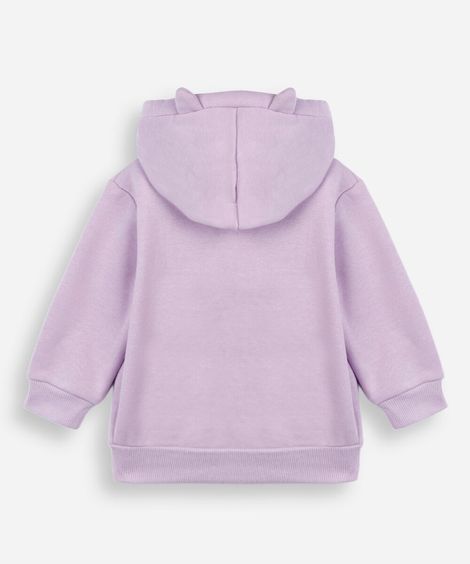 casaco infantil com capuz de moletom fun lilás