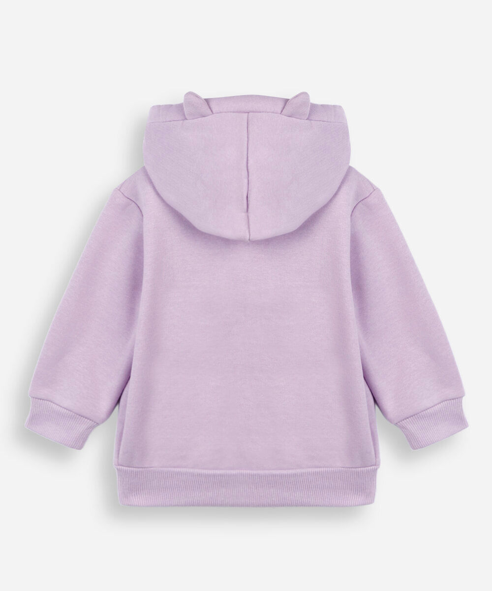 casaco infantil com capuz de moletom fun lilás