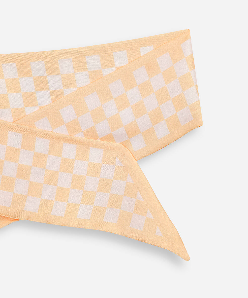 lenço faixa xadrez acetinado amarelo