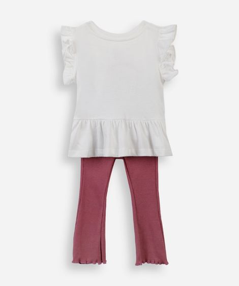 conjunto infantil de algodão arco íris off white