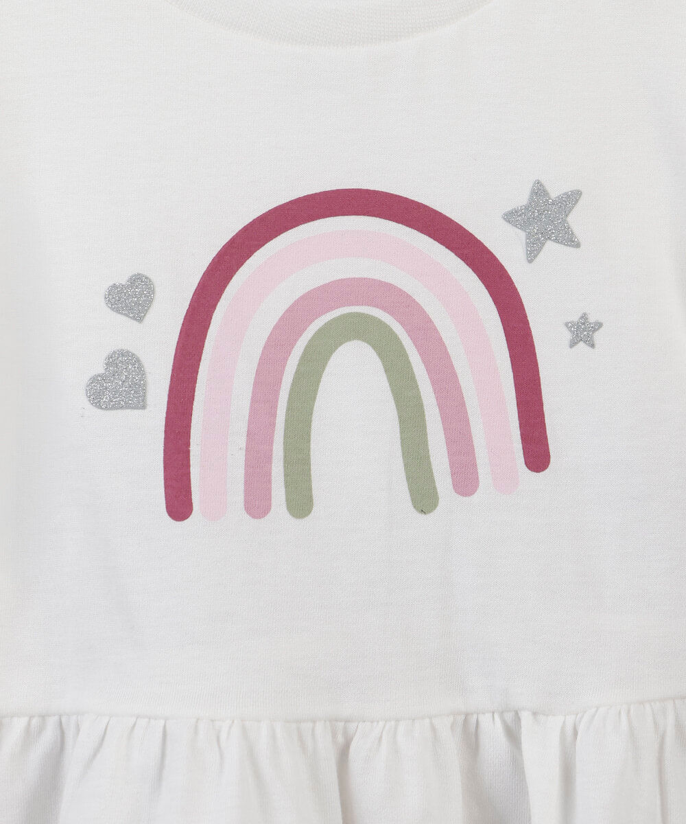 conjunto infantil de algodão arco íris off white