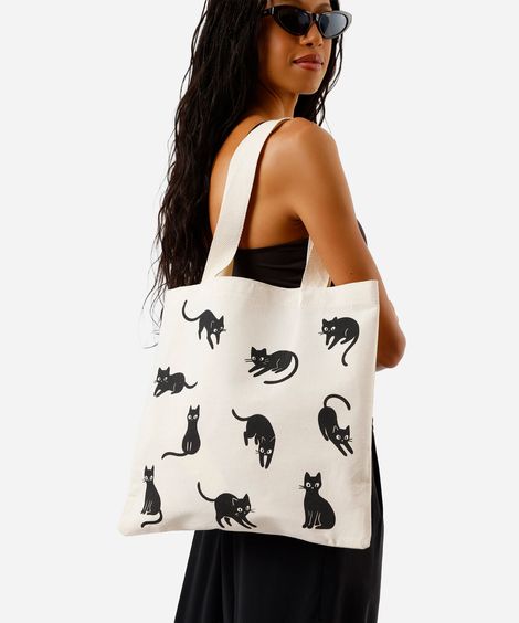 ecobag de algodão gatos bege