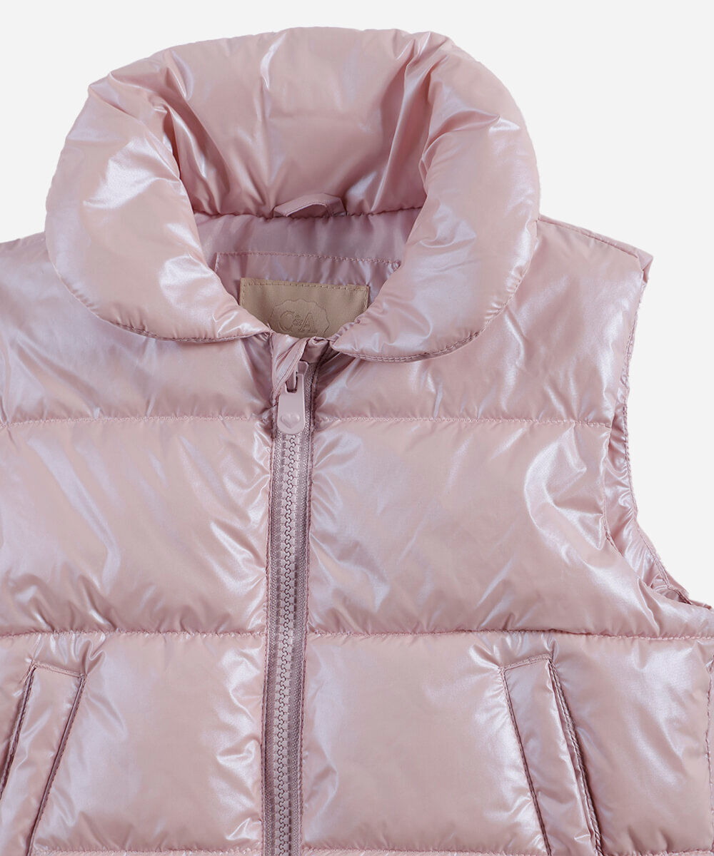 colete puffer infantil rosa