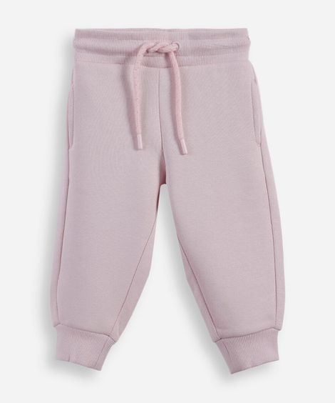 calça infantil jogger básica moletom lilás