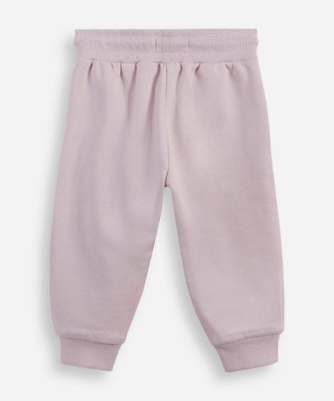 calça infantil jogger básica moletom lilás