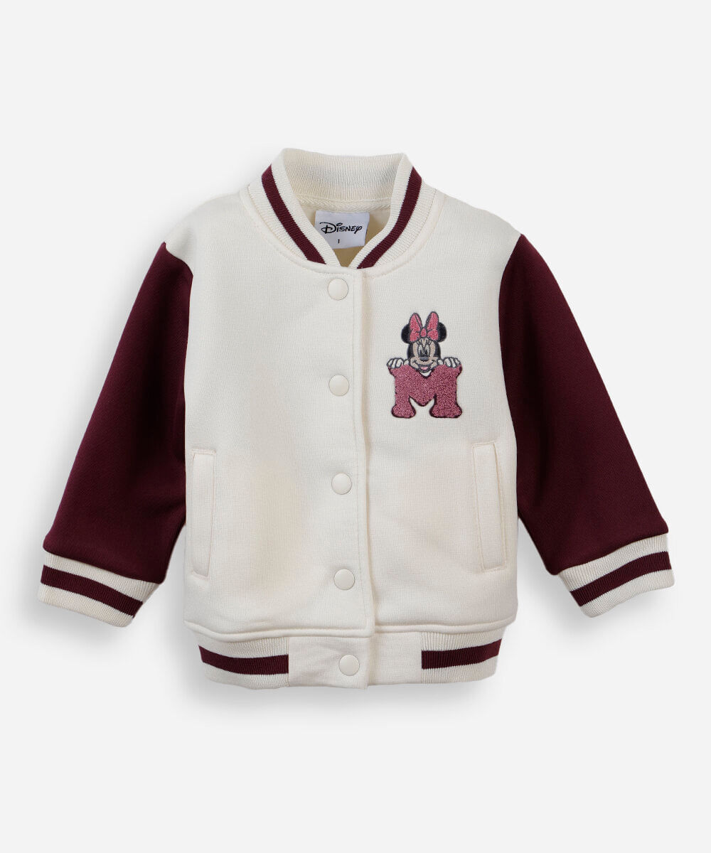 jaqueta infantil bomber moletom minnie off white