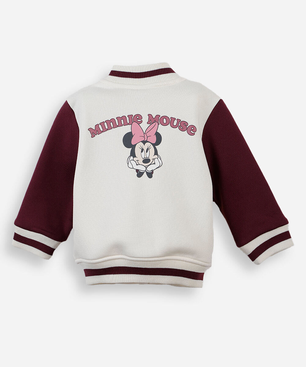 jaqueta infantil bomber moletom minnie off white