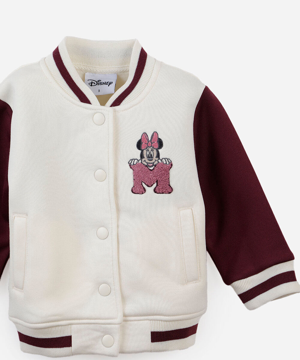 jaqueta infantil bomber moletom minnie off white