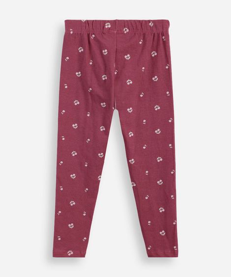 kit de 2 calças legging infantil de algodão cerejas multicor