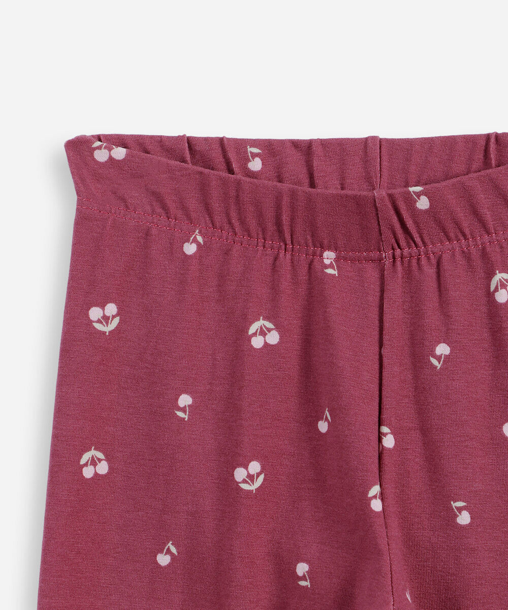 kit de 2 calças legging infantil de algodão cerejas multicor