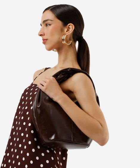bolsa shoulder glossy marrom