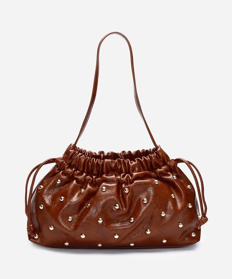 bolsa shoulder tachas marrom