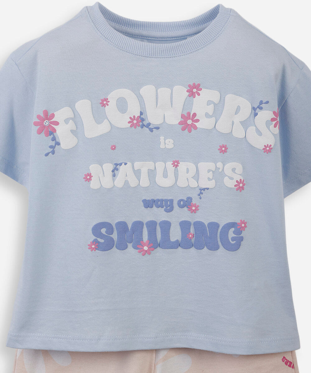 conjunto curto infantil de algodão estampado colorido