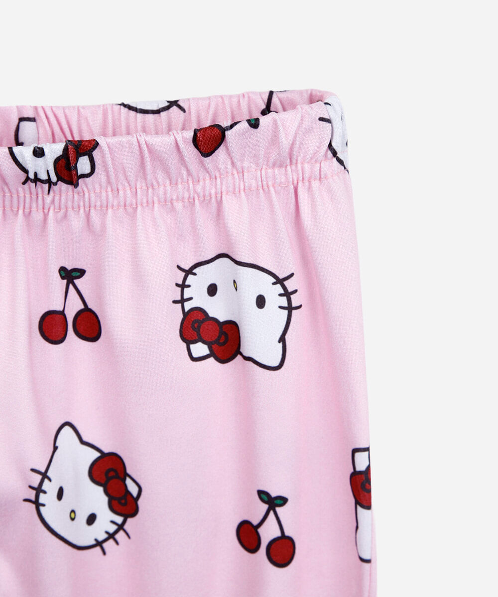 pijama longo infantil hello kitty rosa