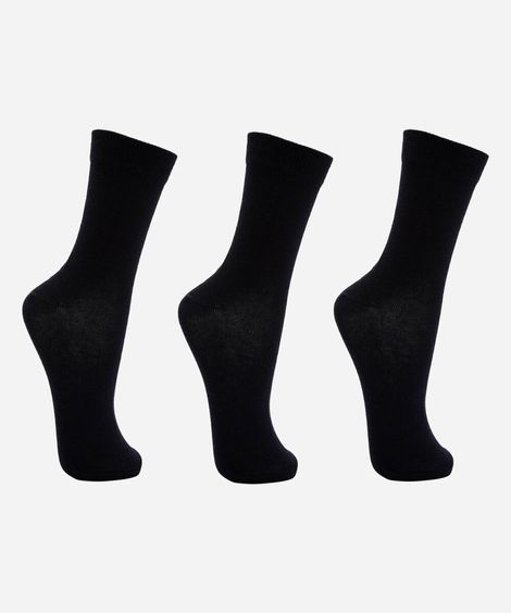 kit de 3 meias cano alto preto