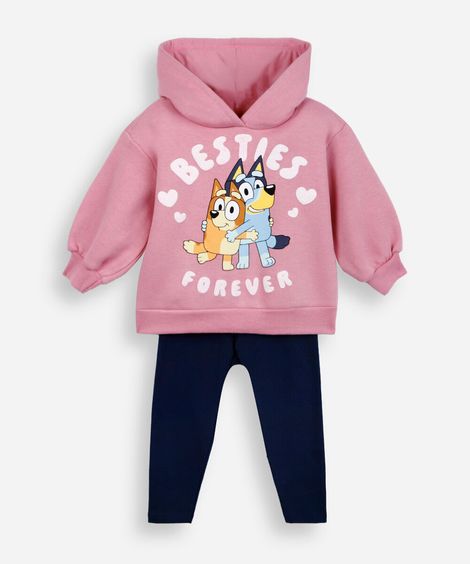 conjunto infantil moletom e legging bluey rosa