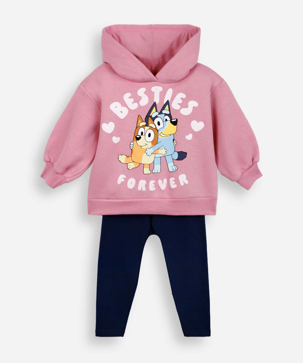 conjunto infantil moletom e legging bluey rosa
