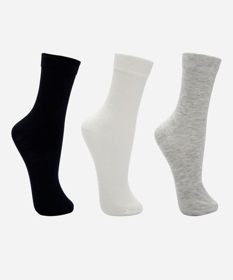 kit de 3 meias cano alto colorido