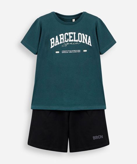 conjunto infantil de algodão barcelona verde