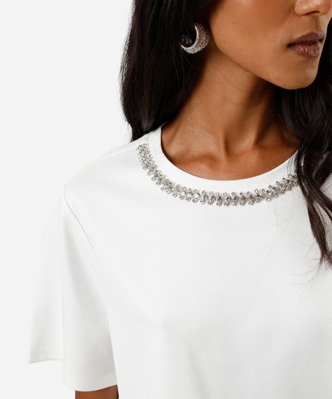 blusa feminina com viscose com brilhos off white
