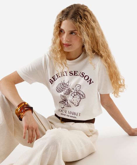 camiseta feminina  local estampada off white