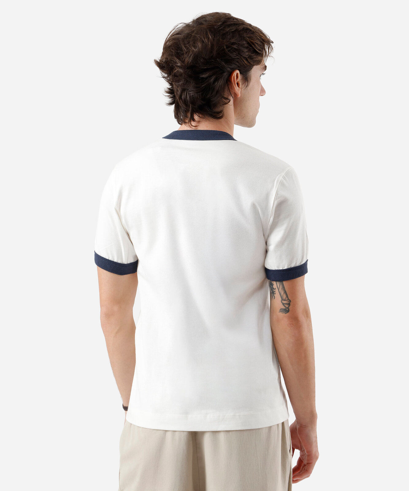 camiseta masculina de algodão bicolor off white